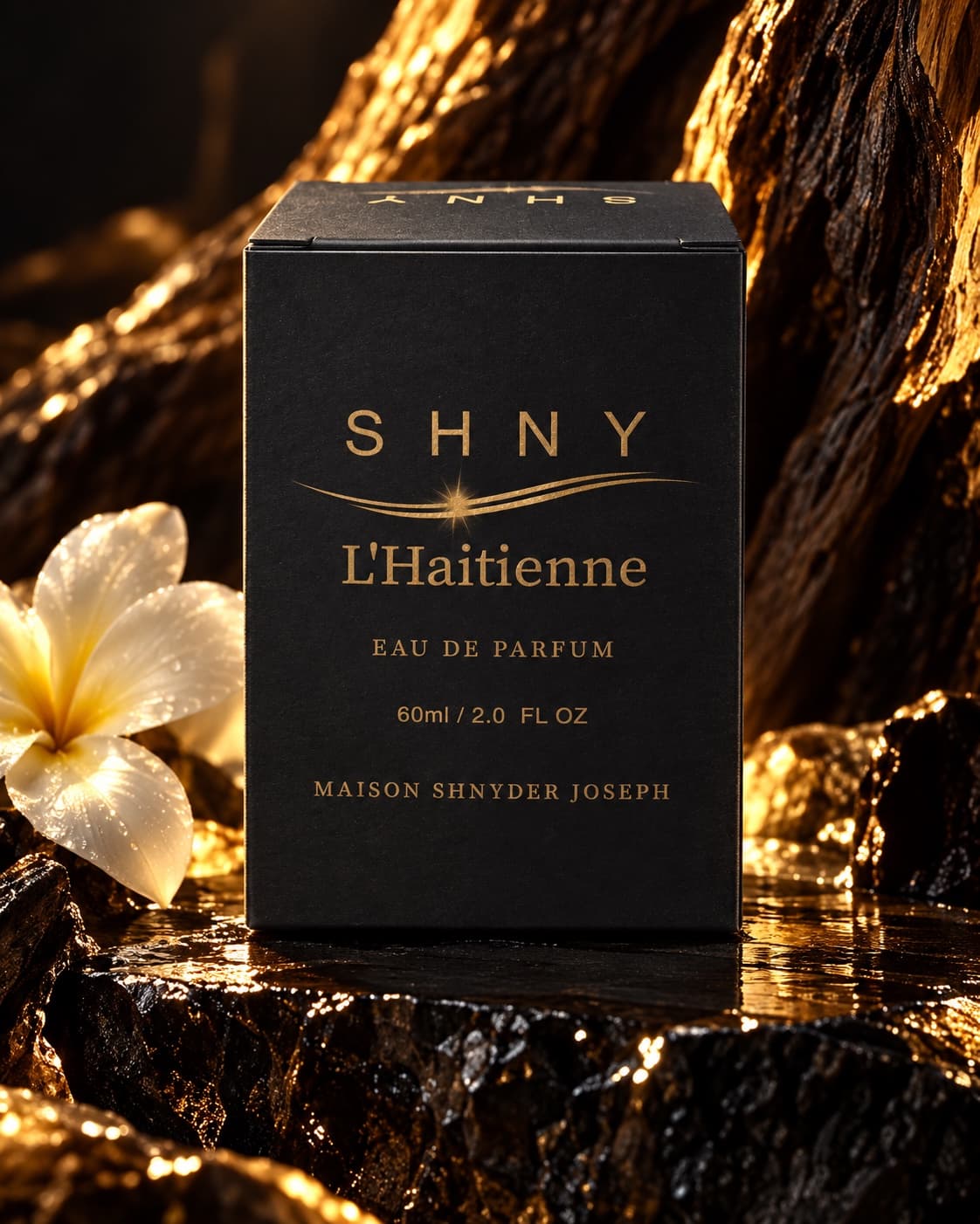 L'Haitienne eau de parfum, black box and plumeria